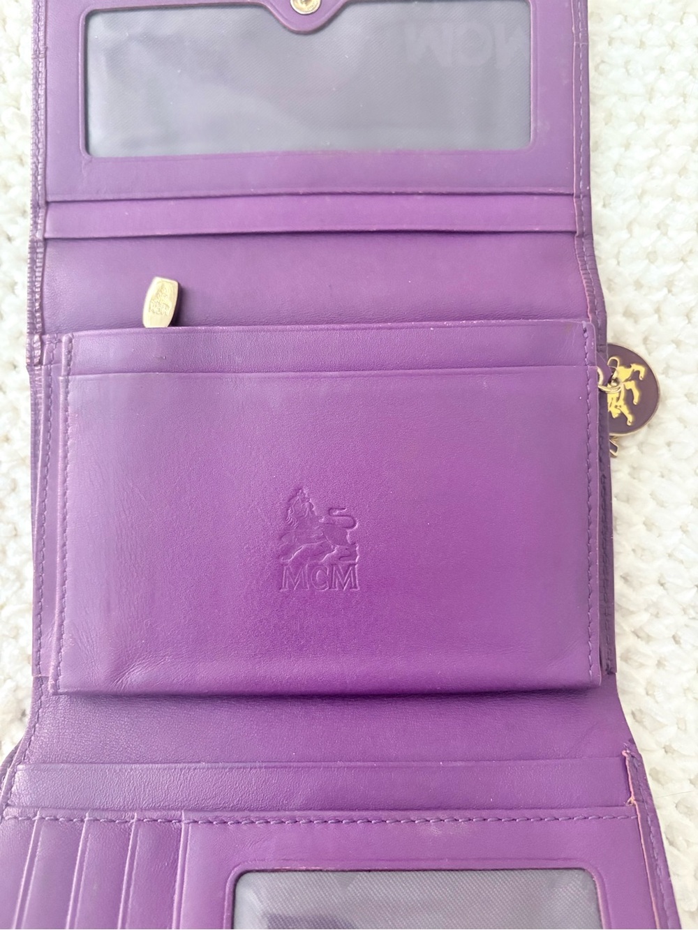MCM Purple Leather Trifold Wallet- EUC - Picture 8 of 16